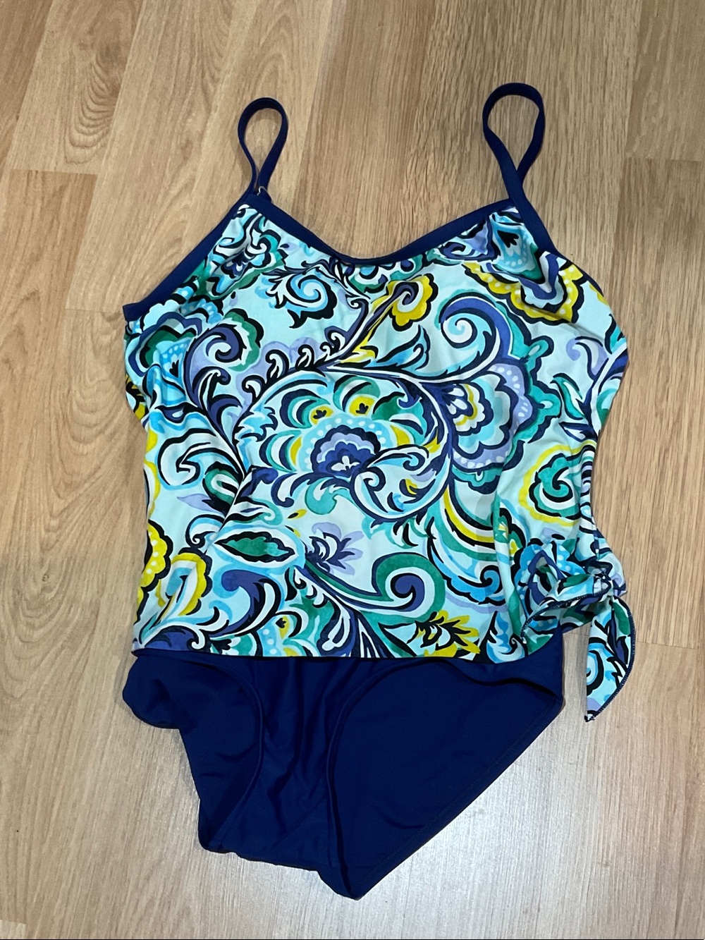 Maxine of Hollywood Royal Blue Print Swim Suit Adjustable Straps